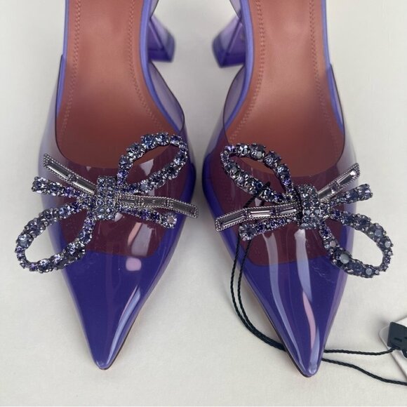 Amina Muaddi Rosie Crystal-Embellished Transparent Slingback Pumps. Size: 37 - Picture 6 of 16